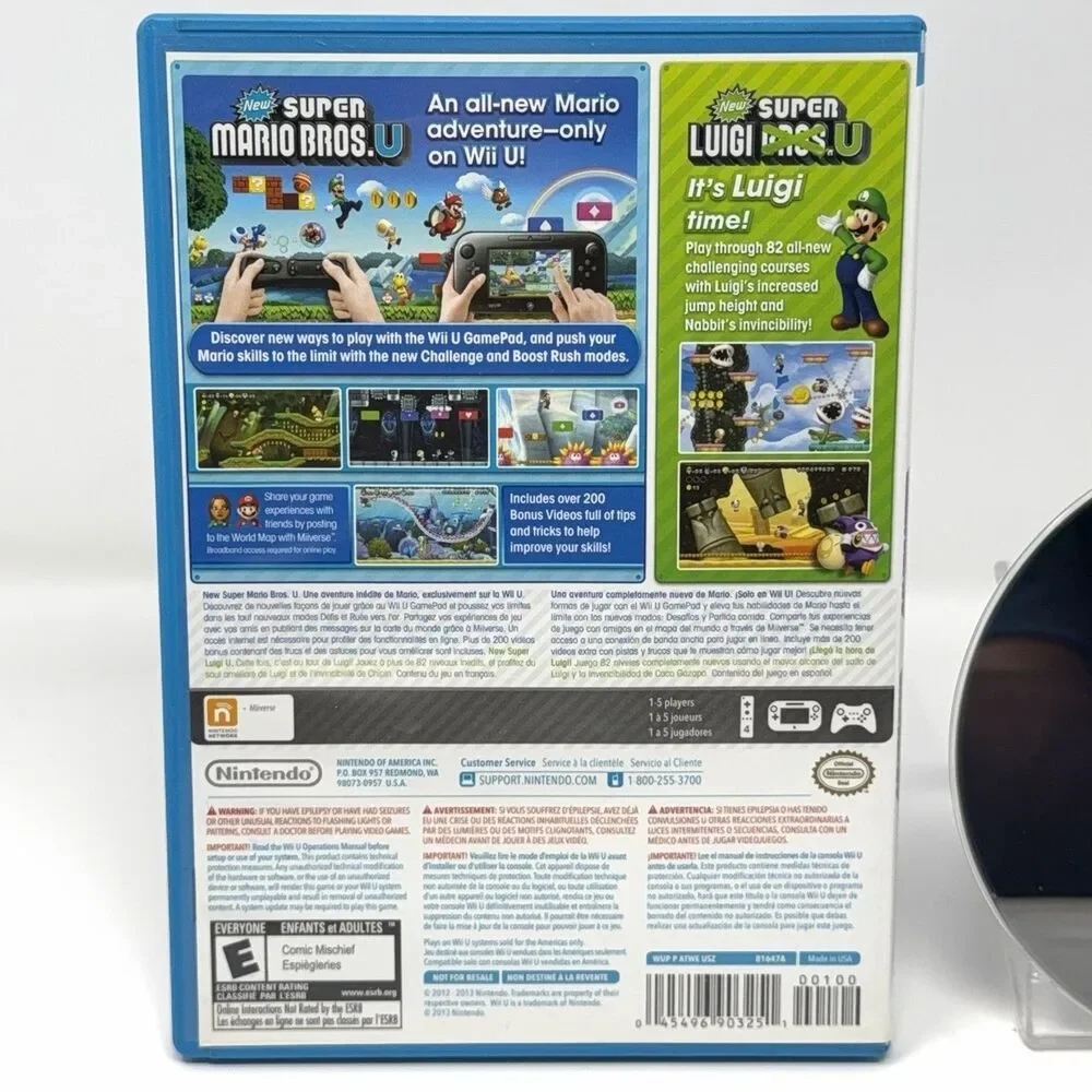 New Super Mario Bros U Super Luigi U Nintendo Wii U CIB Refurbished Tested